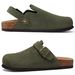 Asgard Women's Genuine Leather Clogs Soft Cork Footbed Cow Suede Mules With Adjustable Strap Fashion Comfort Slip On_vogvips.com