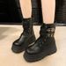 Martin For Women British Style Thick Sole Platform Lace-Up 2023 Autumn Winter New Versatile Motorcycle Short Boots Round_vogvips.com