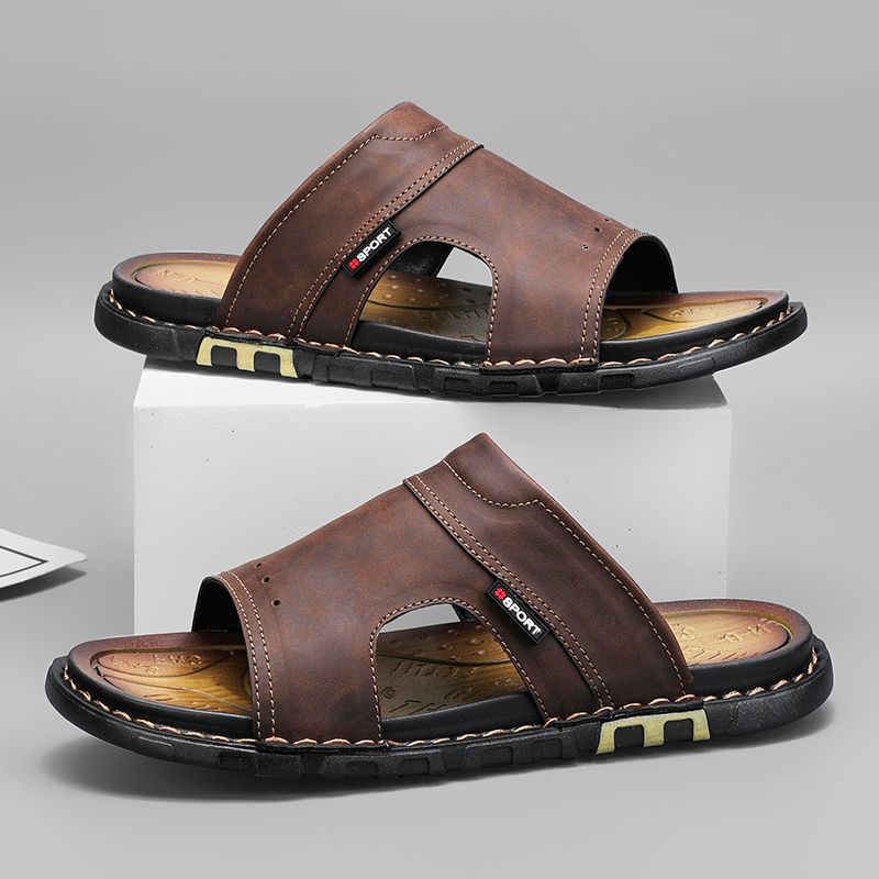 QZHSMY Summer Breathable Leather Shoes Man Outdoor Men Antiskid Beach Sandals Casual Sneakers_vogvips.com
