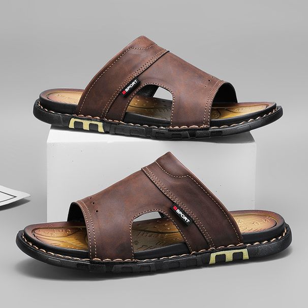 QZHSMY Summer Breathable Leather Shoes Man Outdoor Men Antiskid Beach Sandals Casual Sneakers_vogvips.com