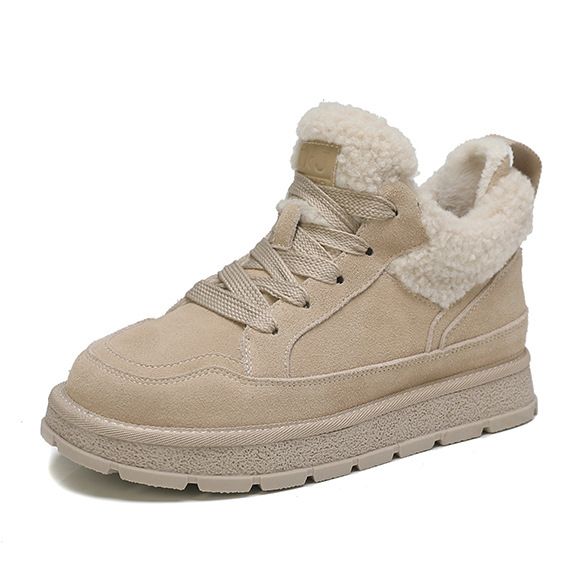 Snow boots women's new winter thick velvet and thick fashion warm short boots thick sole increase cotton shoes_vogvips.com