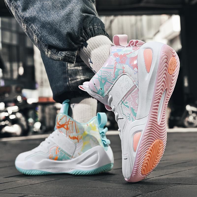 Basketball Shoes Autumn And Winter Mandarin Duck Basketball Shoes Men's Leather Breathable High Top Sports Shoes Non Slip Student Training Shoes_vogvips.com