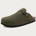 Evshine Cow Suede Cork Slippers Women Fashion Clogs Mules Footbed Cork Mules Men Baotou Slippers Summer Cork Sandals Comfy Mules_vogvips.com
