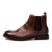 European Warm Series Men Round Toe Brown Martin Boots Top Layer Cowhide Casual Leather Shoes_vogvips.com
