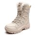 Winter New Men's High Top Outdoor Couple Soldier Combat Boots Desert Hiking With Fleece Warm Exploration Cotton Boots Snow Boots_vogvips.com