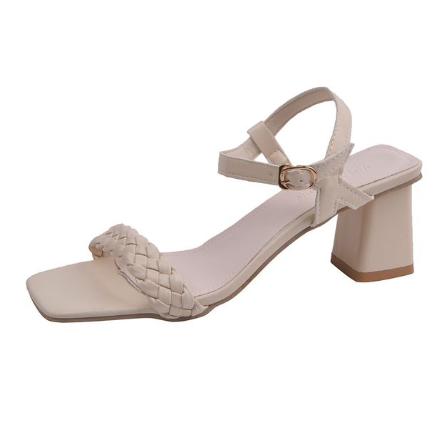 thick Heeled Medium Heeled Sandals Elegant And Exquisite_vogvips.com