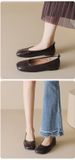 Retro Grandma Shoes Square Head Single Shoes Women's Flat Bottom One Pedal Soft Sole Shallow Mouth Commuting Women's Shoes_vogvips.com