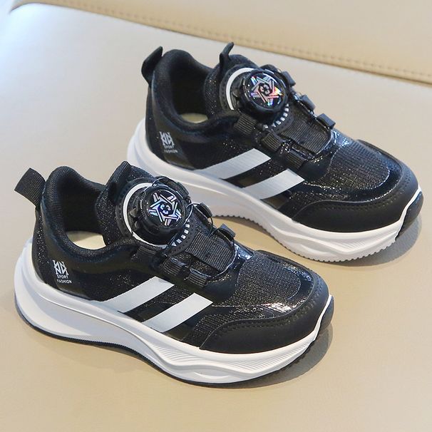 Children's Sports 2026 Spring And Autumn Boys' White With Rotating Buttons Girls' Running Soft Sole Baby Casual Shoes_vogvips.com