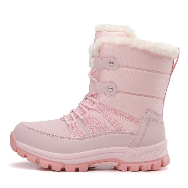 Winter Snow Boots Women High Top Lace-up Plush Warm Soft Solid Color Casual Shoes Women Anti-slip Hiking Shoes Women_vogvips.com