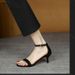 Women's Outdoor Wear, 2026 Summer New French Style High-heeled Sandals Black Round Toe, Hollow Design, Suitable For_vogvips.com