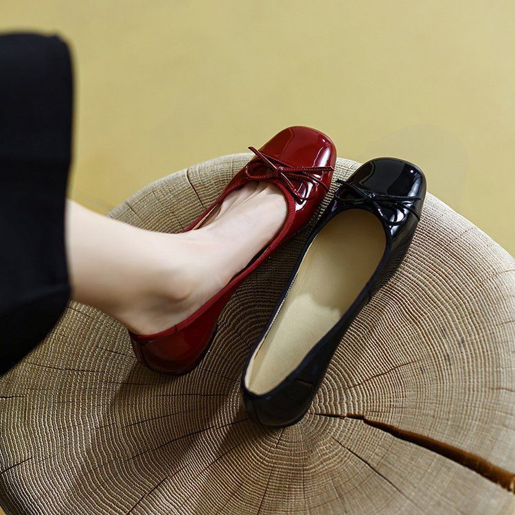 Flat Bottomed Versatile For Women, 2025 New Spring Low Heeled Red Shoes, Summer Square Toe Women's Single Shoes_vogvips.com