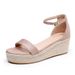 Women's Shoes Large Size Wedge Heel Thick Soled Sandals Fish Mouth One Strap Sandals Rope High Heel Sandals_vogvips.com