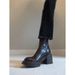 Instant Dispatch~ Chunky Short For Women 2024 Autumn Winter New British Style Thick Sole High Heel Stretch Slim Martin_vogvips.com
