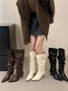 Spicy Girl Pointed Toe Riding 2024 Autumn Winter Pleated Slim Over-the-Knee Long Thin Heel High Boots_vogvips.com