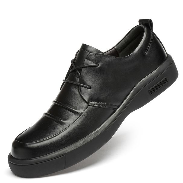 Top Layer Creased Men's Formal Leather Shoes Men's Shoes Round Head Lace-up Casual Shoes Rubber Sole_vogvips.com