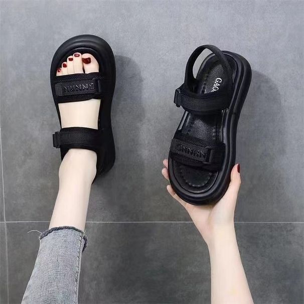 High-End Fashion Casual Bread Sandals For Women 2025 Summer New Thick-Soled Velcro Beach Platform Roman Shoes_vogvips.com