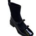 2025 New Square Toe Retro Bow Elastic Slim Patchwork Mary Jane Sock Slimming Chunky Heel Short Boots For Women_vogvips.com