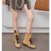 Women's Soft Leather Retro Lace-Up Ankle Boots With Low Block Heel For Autumn Winter Spring Mid Calf Motorcycle Boots, Martin Ankle Boots_vogvips.com