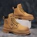 European Warm Series Large Yellow Autumn Winter Men's Martin Work High-top Desert Boots British Style Thick-soled Leather Shoes_vogvips.com