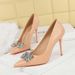 3391-K51 Slimming Banquet Slim Super High Heels, Shallow Mouth Pointed Rhinestone Butterfly Knot Single Shoes_vogvips.com