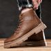 European Warm Series British Style Korean Version Mid-Top Work Leather Winter Fleece-Lined Martin Boots Men's High-Top Trendy Warm Cotton_vogvips.com