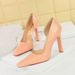 3275-5 Wind Snake Pattern Lacquer Leather Heels With Thick Heels, Shallow Mouth, Square Headed Side Hollow Banquet High_vogvips.com