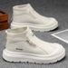 High-top Men's Shoes For Autumn, Slip-on Waterproof Non-slip Sports Sneakers With Thick Soles And Internal Height_vogvips.com