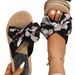 Women's Shoes INS Handmade One Word Rope Straw Woven Four Seasons New Outdoor Stitching Bow Flat Heel Slippers For Outdoor Wear_vogvips.com