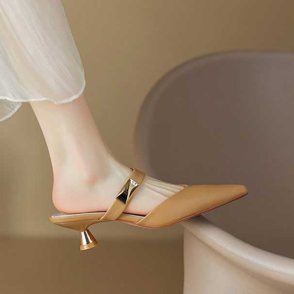 Pointed Toe Mules For Women With Thin Heels, Summer 2026 New Style, Versatile High Heel Sandals_vogvips.com