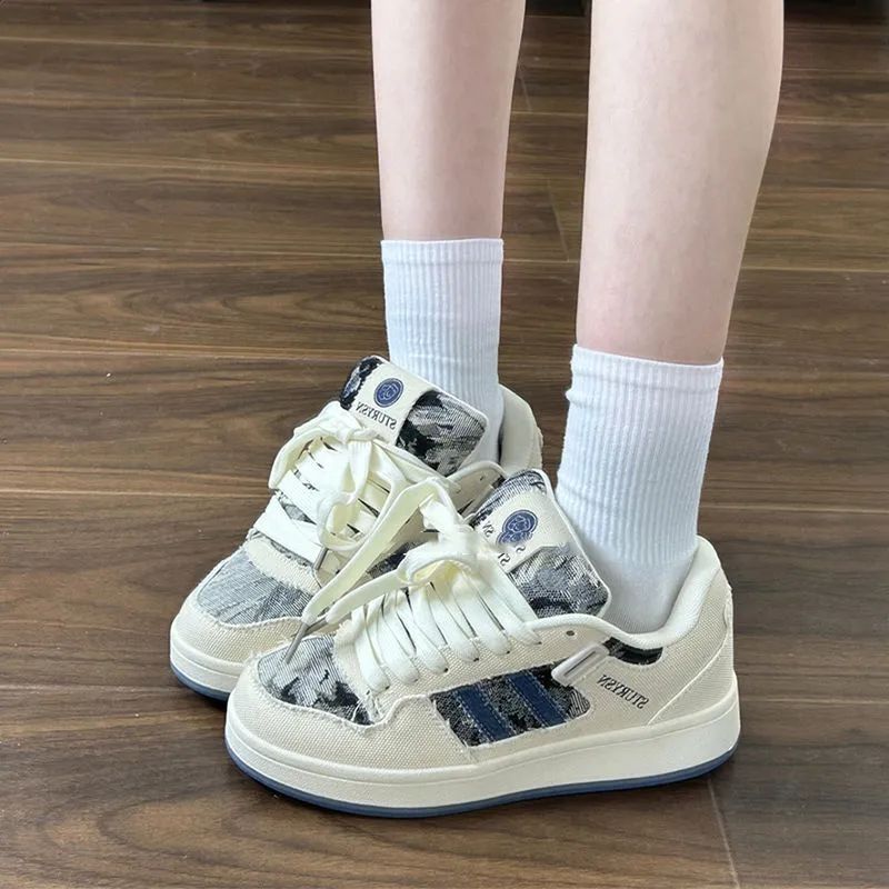 Women's Trendy Loafers, 2026 Autumn New Vintage Denim Versatile Casual Sneakers, Women's Fashion Color-blocking_vogvips.com