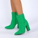 Chic Green Chunky Heel Boots For Women – Fashionable Pointed Toe Mid-Calf Boots With Side Zipper, Perfect For Fall & Winter_vogvips.com