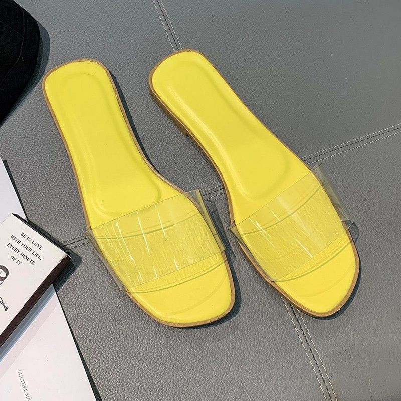 Women's New Summer Flat Sandals Transparent Outdoor Wear Fashion Candy Color Open Toe Casual Slide Slippers For Ladies_vogvips.com