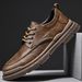 Plus-size Men's Casual Leather Vintage Lace-up Business Formal Work Shoes, British Style Low-top Trendy Shoes_vogvips.com