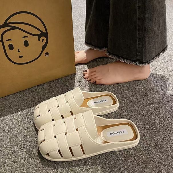 Baotou Half Slippers Women's Outer Wear Summer Lazy Daily Leisure Roman Wind Non-slip Outdoor Soft Bottom Cool Slippers Women's Summer_vogvips.com