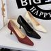 322 Simple Vintage Style Shallow Square-Toed High Heels For Women, Satin Thin Heel, Versatile And Comfortable, Elegant_vogvips.com