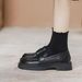 Inside And Outside Real Soft Leather Loafers Women's Small Leather Shoes Platform Sole One Pedal Jk Single Shoes_vogvips.com