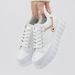 Women's Shoes New Large Size Women's Shoes Thick Bottom Heightening Sports Casual Shoes Women's Metal Love Chain Flat White Shoes_vogvips.com