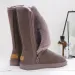 Womens Taupe Faux Suede Shock Absorbing Mid Calf Snow Boots With Fur Lining_vogvips.com