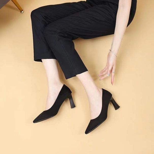 Spring Black High Interview Job Women's Vocational Students Etiquette Drs Thick Heels Commuting Temperament Single_vogvips.com