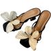 Women's Handmade Butterfly Slides - Genuine Leather Chunky Heel Sandals For Women_vogvips.com