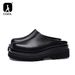 Luxury Platform Man Half Slippers With Heels Genuine Leather 2024 Summer Wedding Business Social Shoes Outside Sandals_vogvips.com