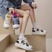 Women's White Chunky Sneakers - Casual Shoes For Spring, Thick Sole Platform Shoes For Walking & Daily Wear_vogvips.com