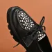 Casual Running Sneaker Designer Stylish Black Leather Platform Shoes With Polka Dot Lace Up Detail OKIMOZ Big Size_vogvips.com