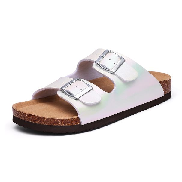 Bebealy Classic Women Sandals Unisex Women Clogs Shoes Casual Nonslip Beach Sandals Cork Footbed Slippers With Double Buckle_vogvips.com