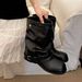 Thin Black Chunky Heel Martin For Women 2025 New Summer High-End Height-Increasing Western Cowboy Boots_vogvips.com