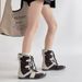Women Boxing Boots Color Block Patchwork Lace-Up Belt Buckle Flat Training For Women 2025 Autumn Winter New Sports Shoes Boxing Boots_vogvips.com