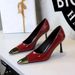 Women S Pointed Toe High Heels Glossy Patent Leather Stiletto Pumps With Metallic Accents For Evening Parties_vogvips.com