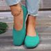 Breathable Knit Slip-On Flats For Women – Lightweight Square-Toe Casual Shoes With Mesh Lining, Soft Rubber Sole (Black, Sky Blue, Red, Khaki, Mint)_vogvips.com