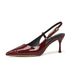 Wine Red High Heel For Women, Semi-Covered Open Back, Pointed Toe, Stiletto Heels, Style, Women's Fashion Sandals_vogvips.com