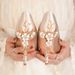 Women's Shoes Satin Wedding Heels – Floral Pointed Toe Pumps (7cm Slim Heel & Anti-Slip)_vogvips.com